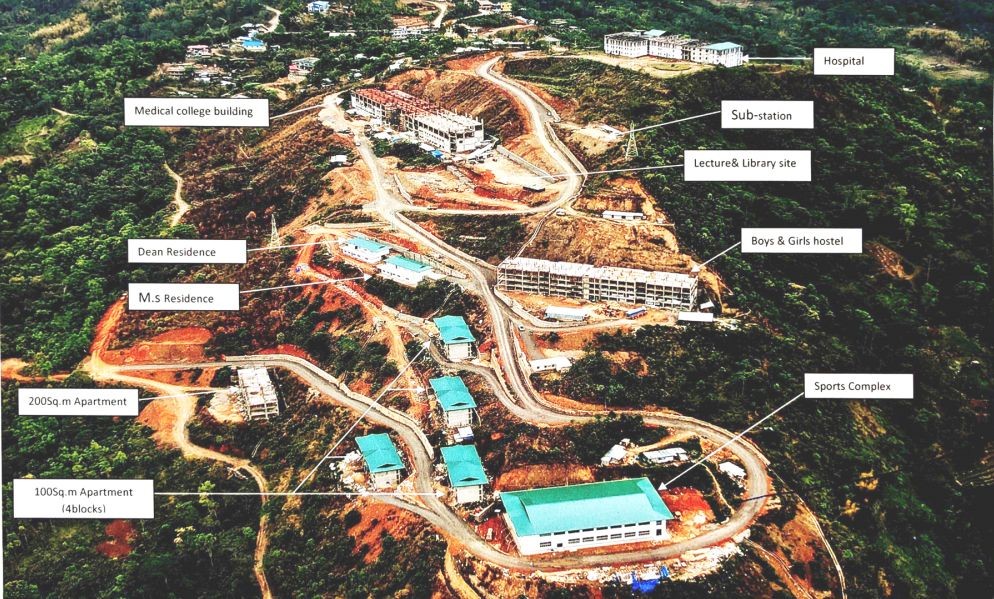 The status of Nagaland medical college project at Phriebagie, Kohima as of April 30, 2022 is shown in this photo released to the media by the State Government via DIPR on May 21. (DIPR Photo/Handout)